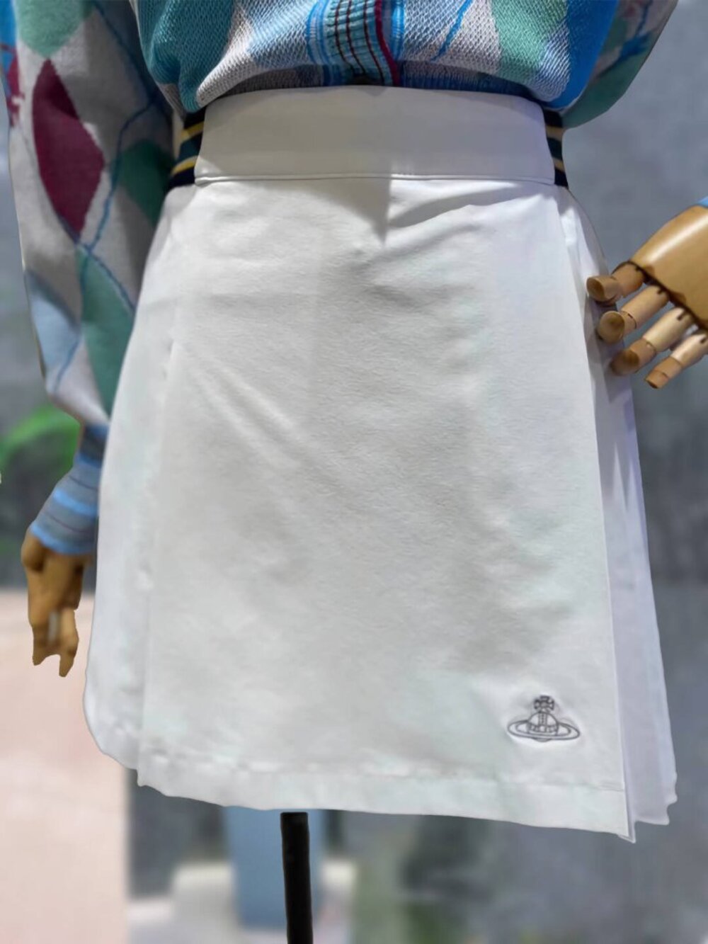Vivienne Westwood Golf Luxury White Striped Pleated Tennis Skirt